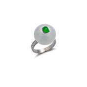 White Jade & Diamond Ring - K.S. Sze & Sons