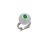 White Jade & Diamond Ring