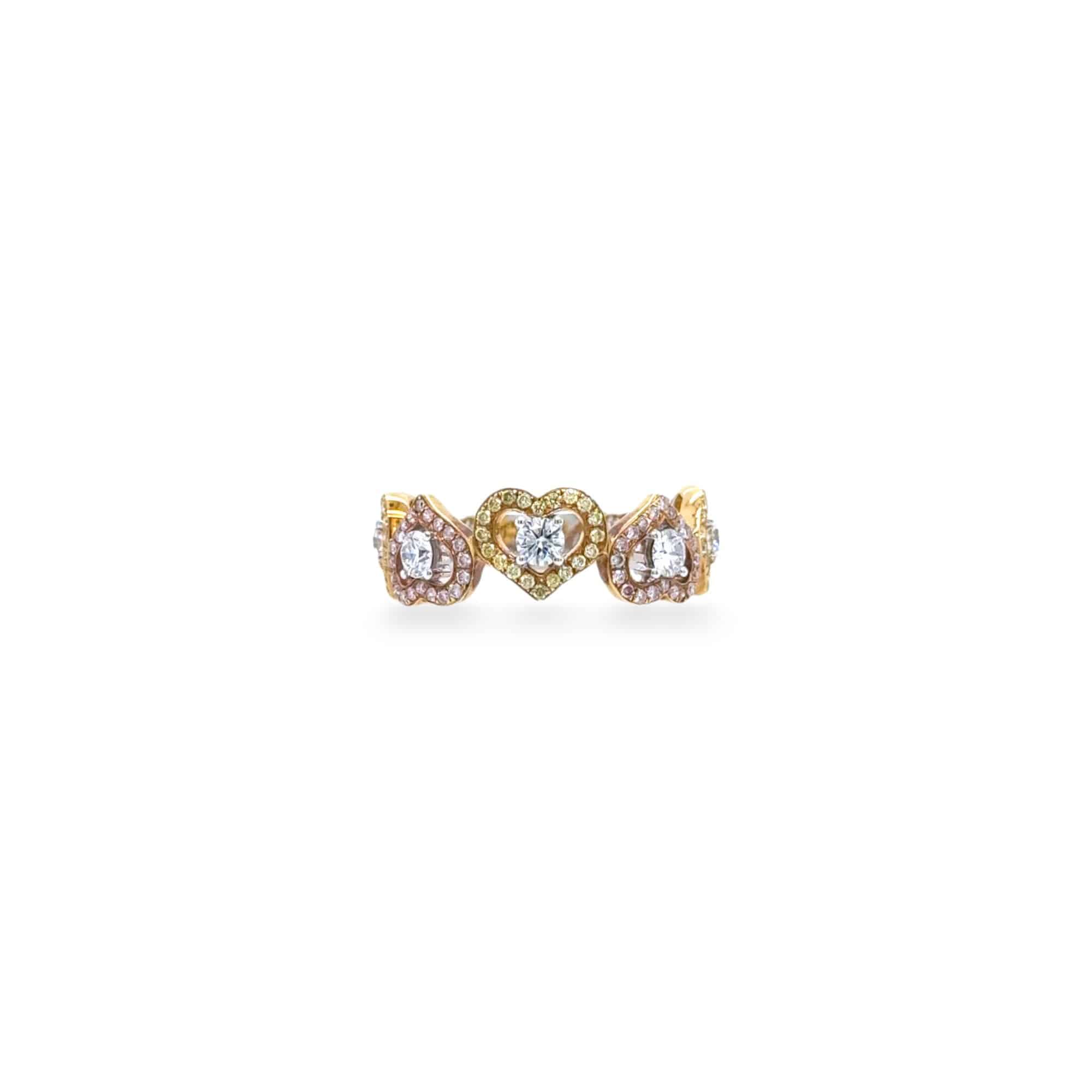 White, Pink & Yellow Diamond Ring - K.S. Sze & Sons