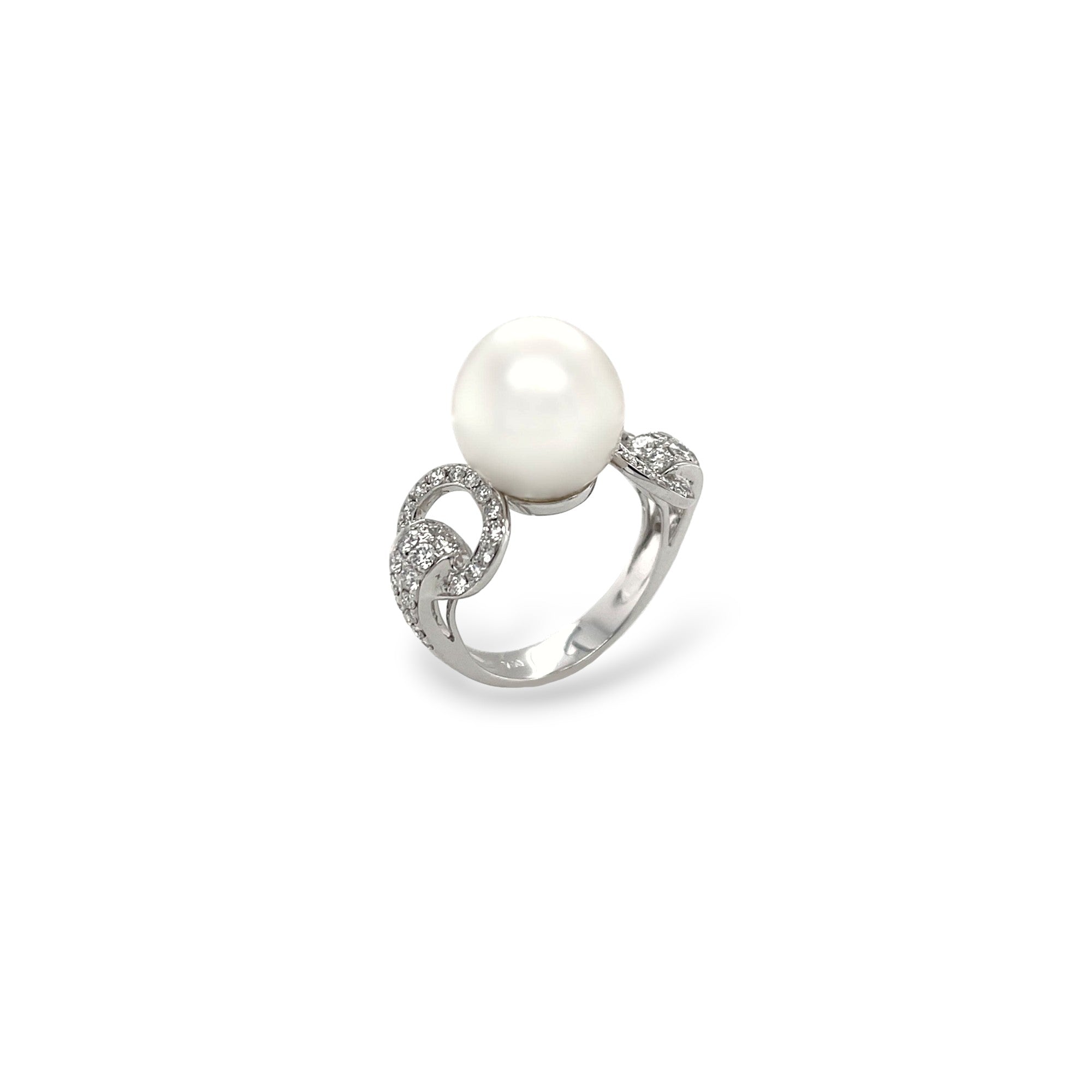 White South Sea Pearl & Diamond Ring - K.S. Sze & Sons