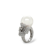 White South Sea Pearl & Diamond Ring - K.S. Sze & Sons