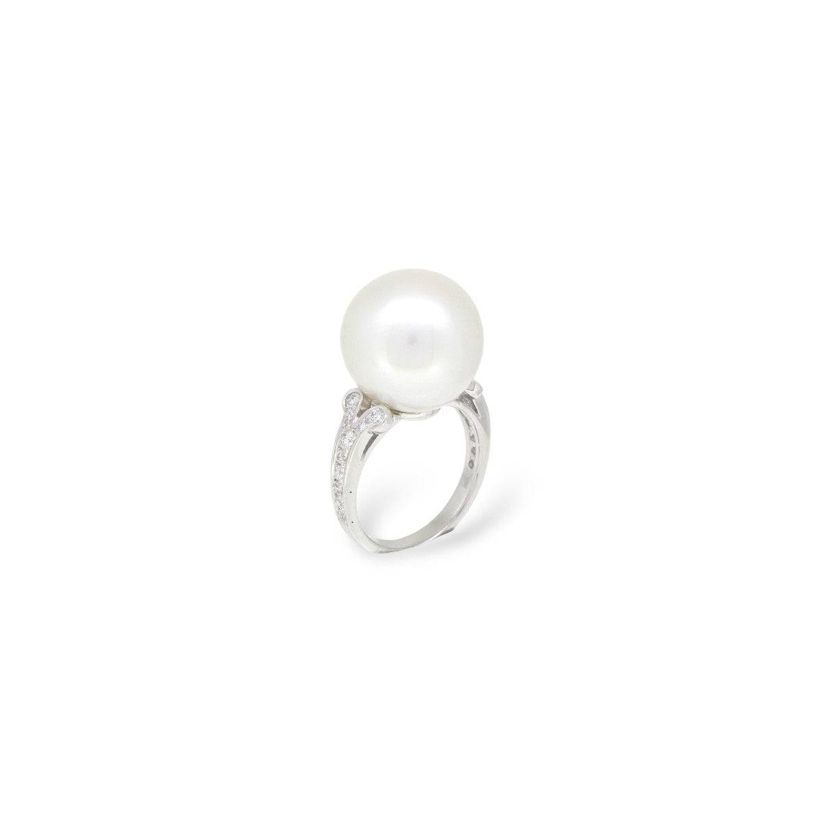 White South Sea Pearl & Diamond Ring - K.S. Sze & Sons