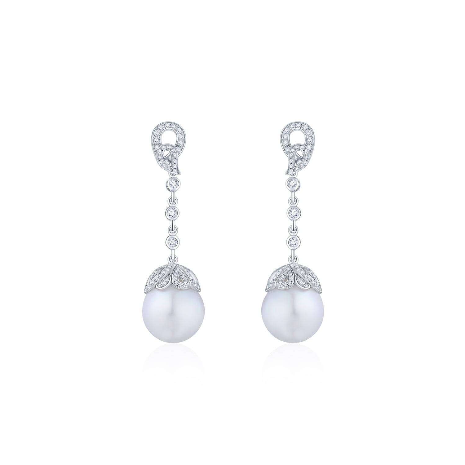 White South Sea Pearl Radiance Drop Earrings - K.S. Sze & Sons