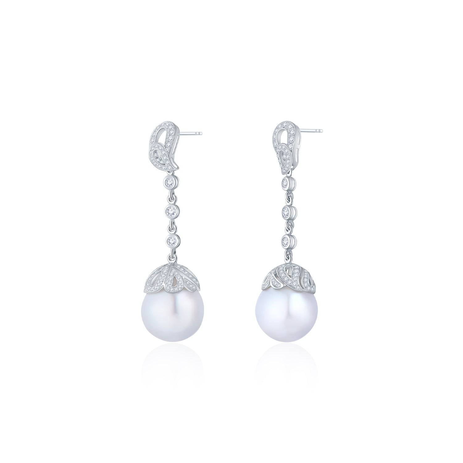 White South Sea Pearl Radiance Drop Earrings - K.S. Sze & Sons