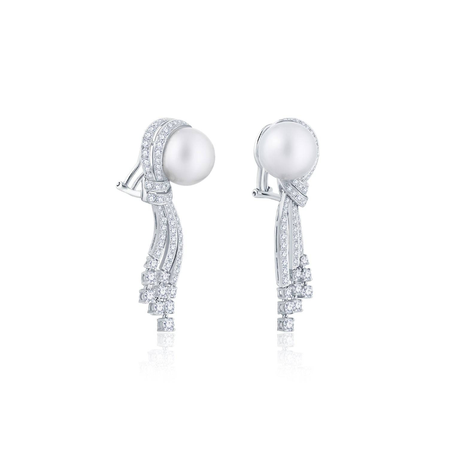 White South Sea Pearl Ribbon Earrings - K.S. Sze & Sons