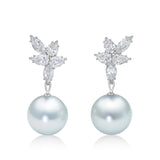 White South Sea Pearls & Diamond Earrings