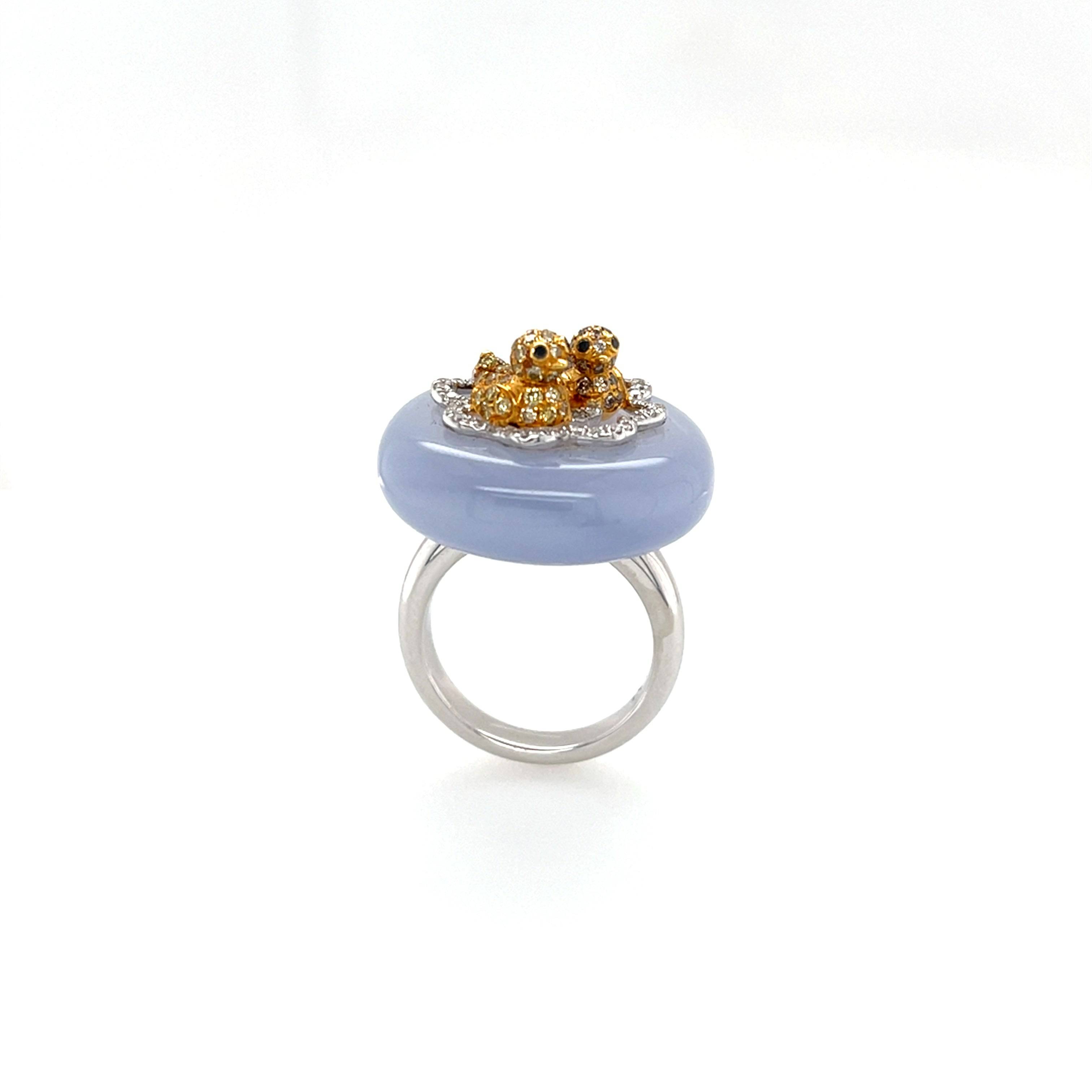 Yellow Diamond & Chalcedony Cocktail Ring - K.S. Sze & Sons