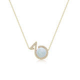 Yellow Gold Mother Of Pearl & Diamonds Necklace
