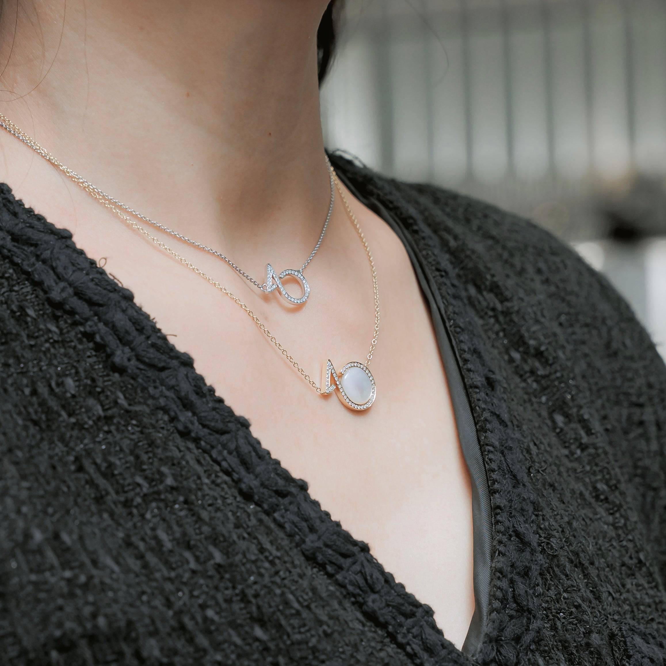 Yellow Gold Mother Of Pearl & Diamonds Necklace - K.S. Sze & Sons