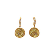 Yellow Sapphire & Brown Diamond Earrings