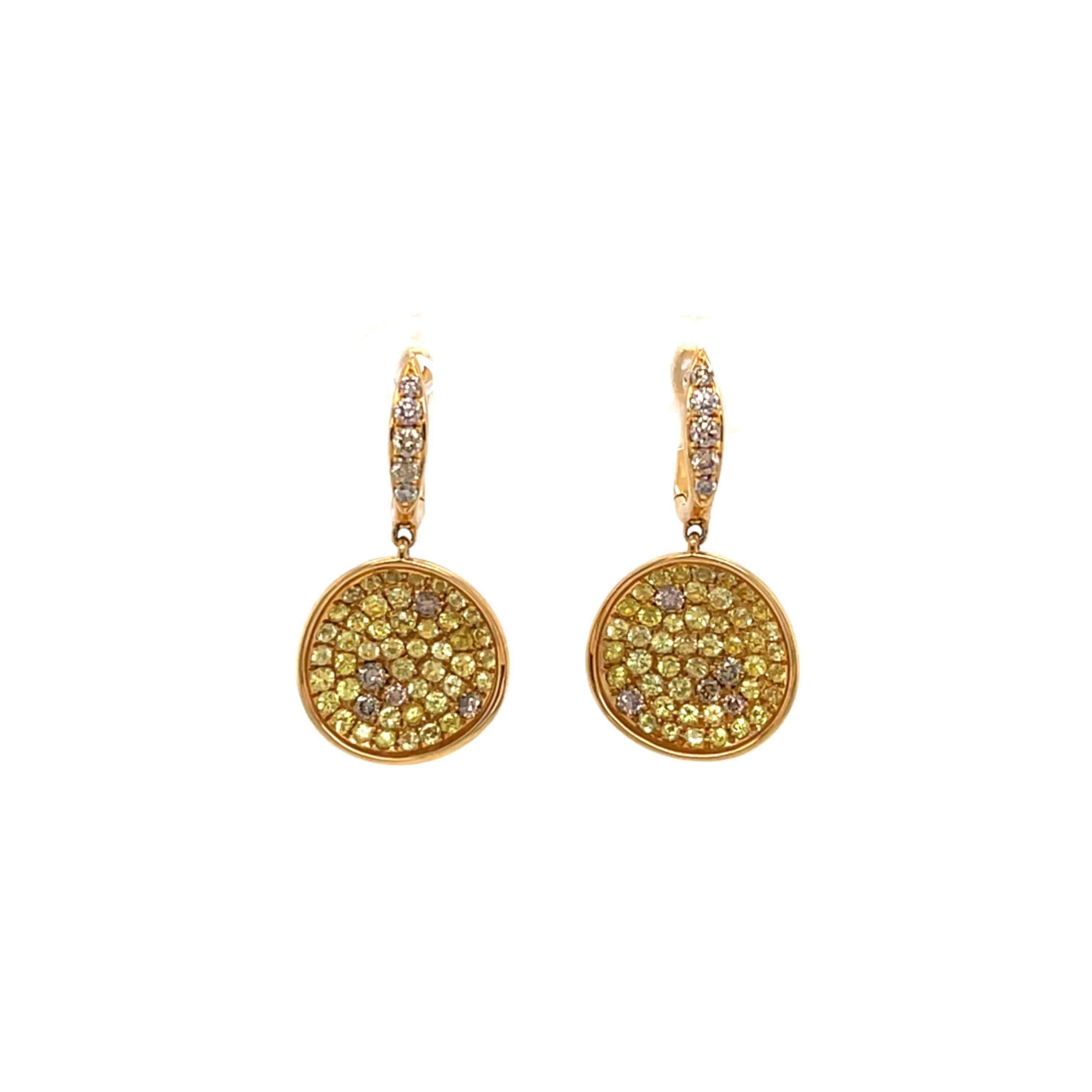 Yellow Sapphire & Brown Diamond Earrings