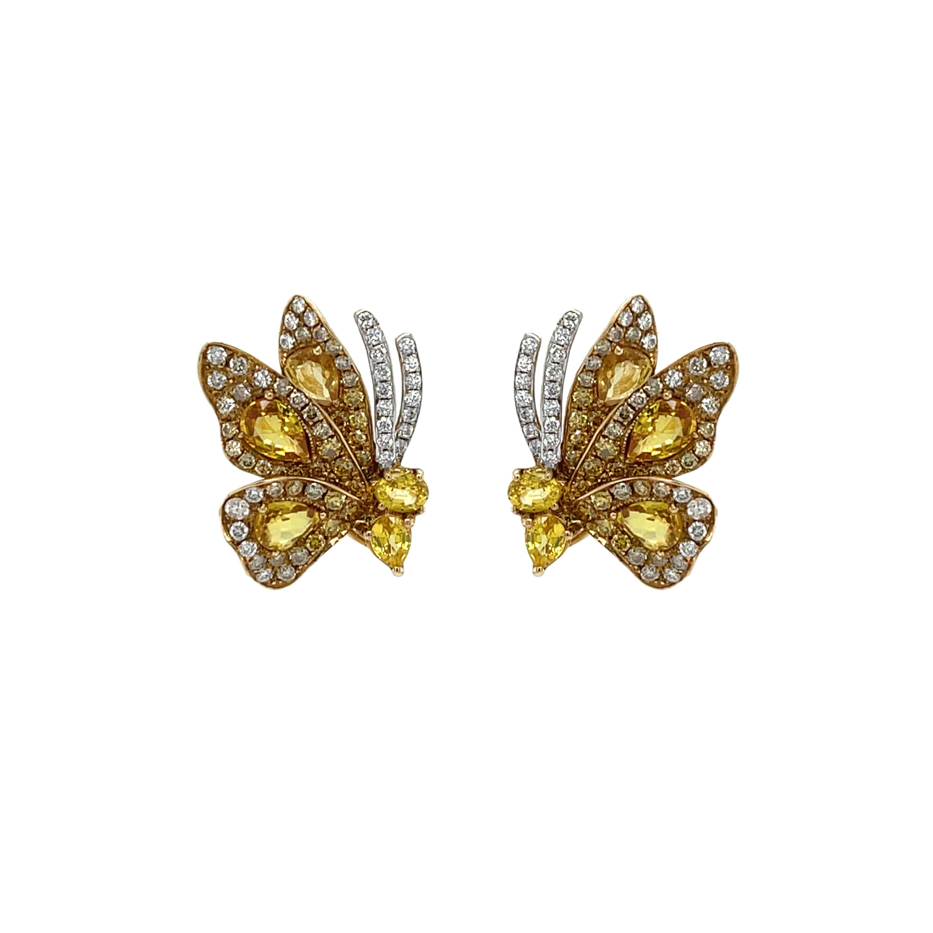 Yellow Sapphire & Diamond Butterfly Earrings - K.S. Sze & Sons