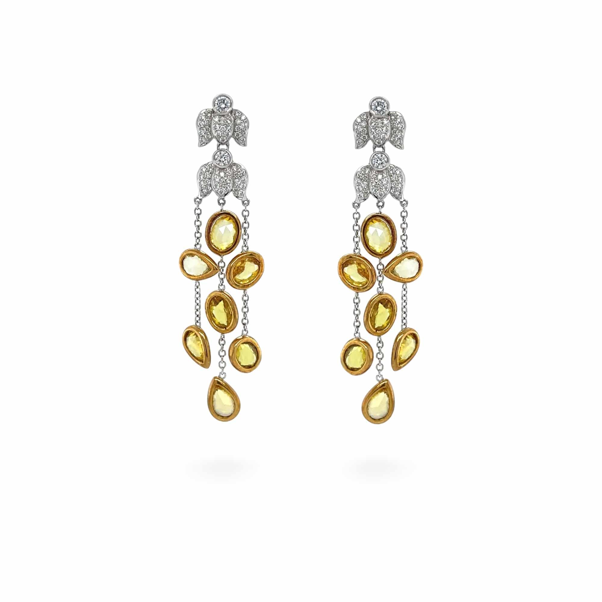 Yellow Sapphire & Diamond Earrings