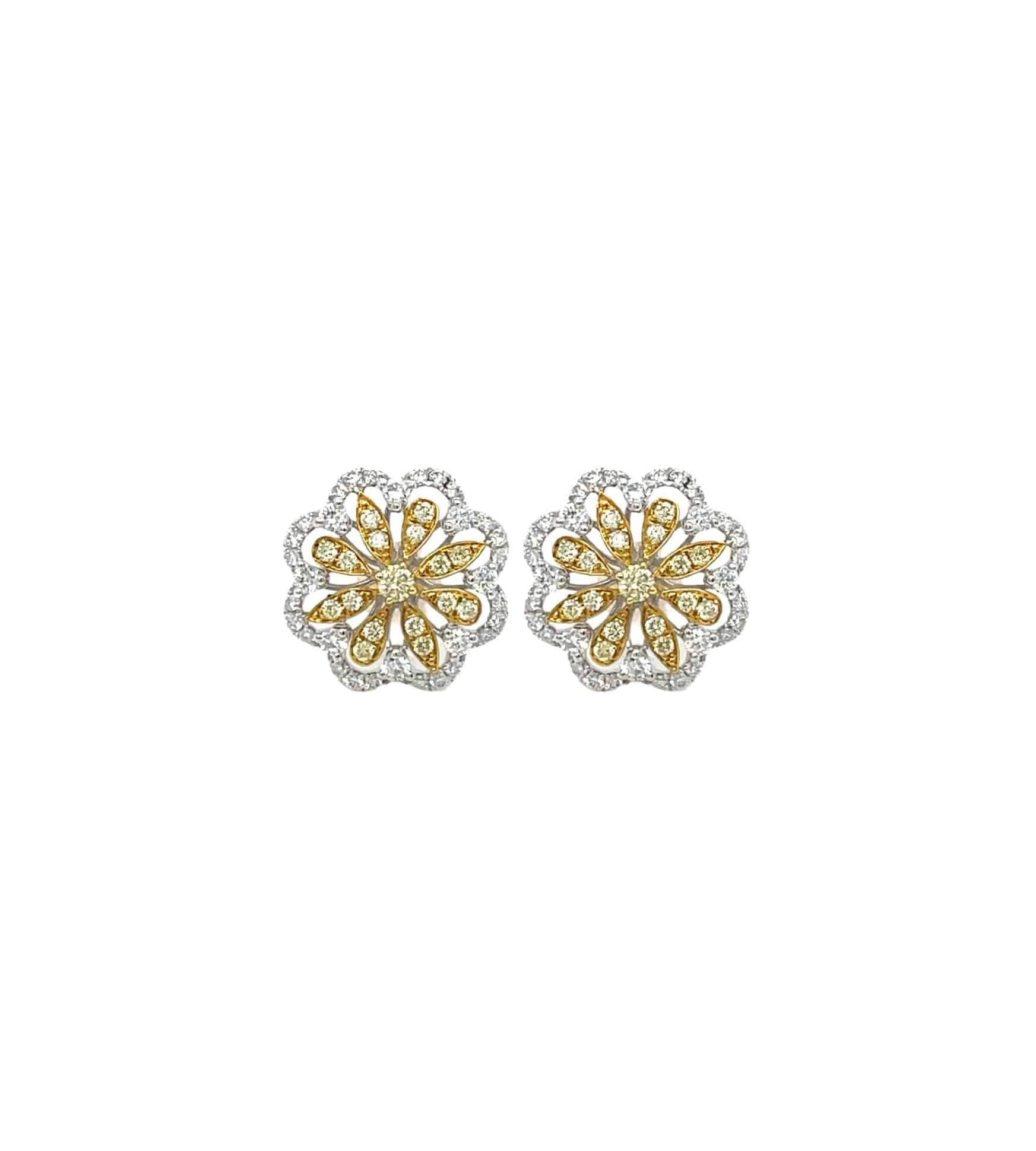 Yellow & White Diamond Earrings