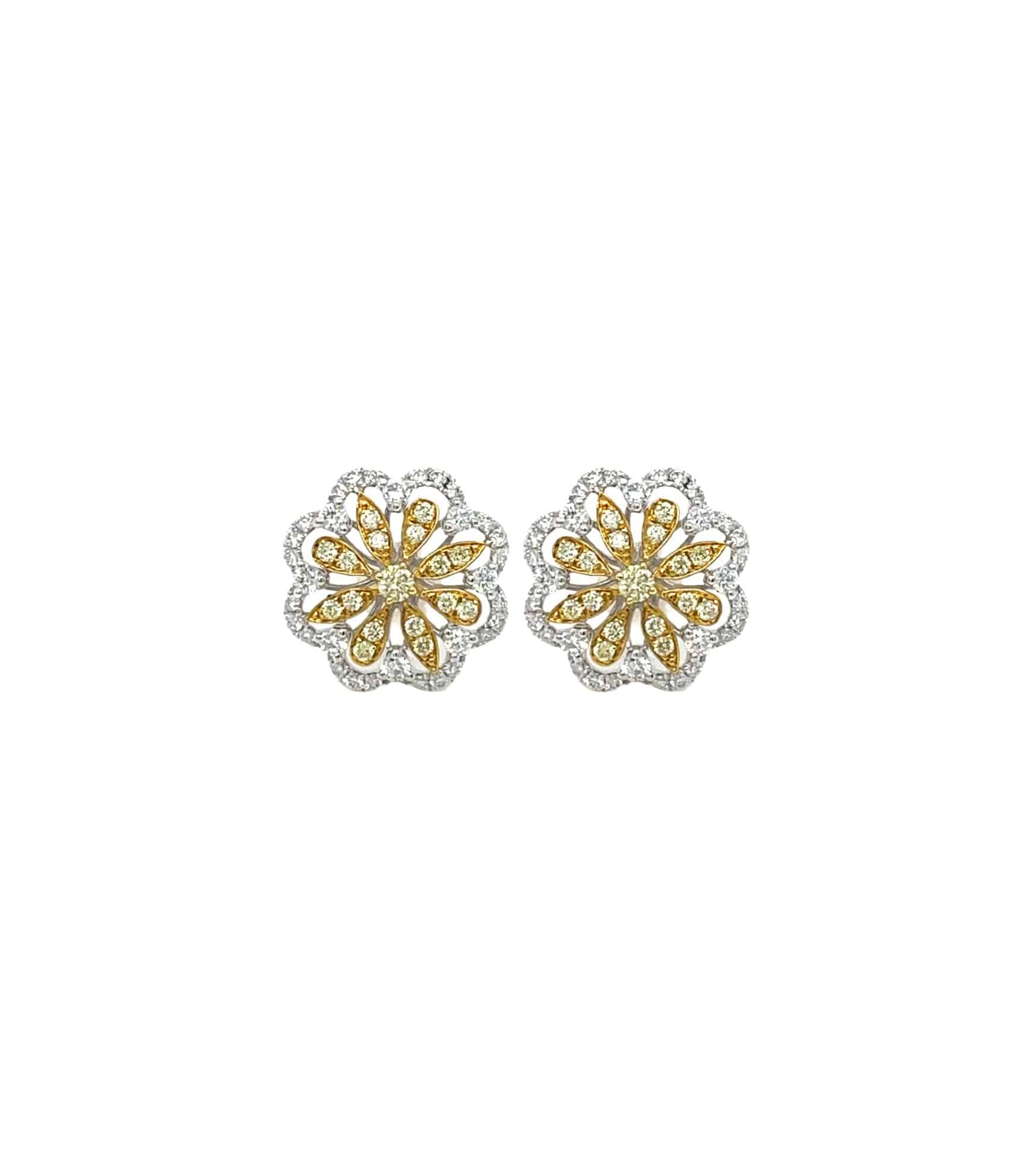 Yellow & White Diamond Earrings - K.S. Sze & Sons