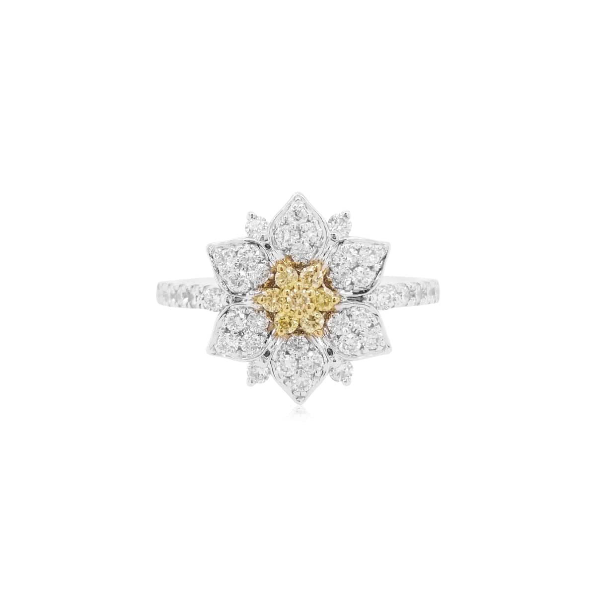 Yellow & White Diamond Floral Ring - K.S. Sze & Sons