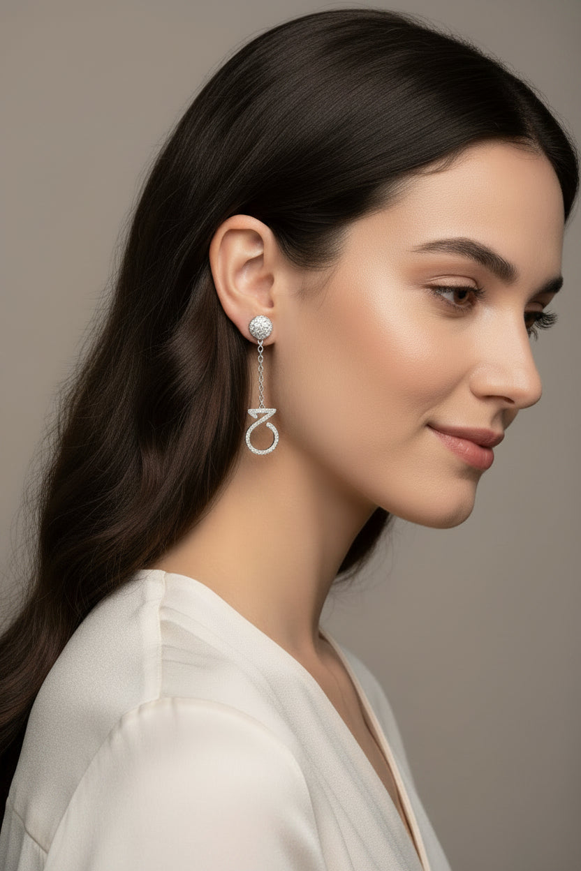 Drop Earrings In White Gold With Diamonds