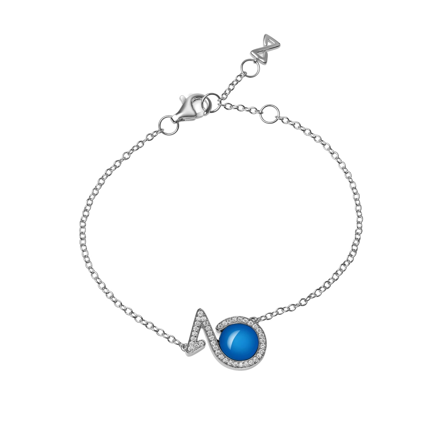 Bracelet In 18K White Gold With Blue Agate And Diamonds - ZNS Jewellery