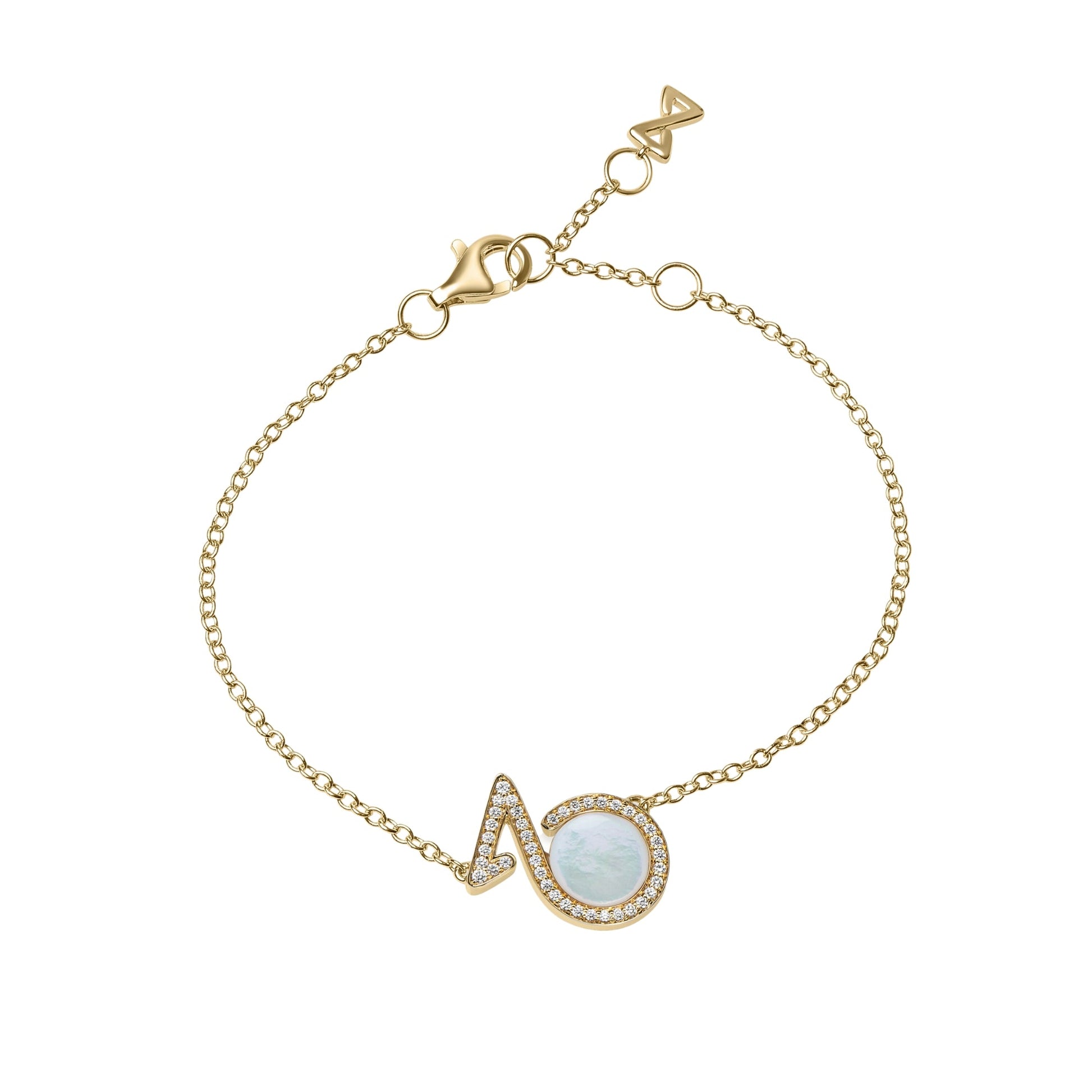 Bracelet In 18K Yellow Gold With Mother Of Pearl And Diamonds - ZNS Jewellery