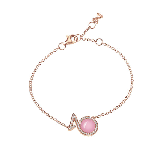 Bracelet In 18K Rose Gold With Pink Opal And Diamonds - ZNS Jewellery