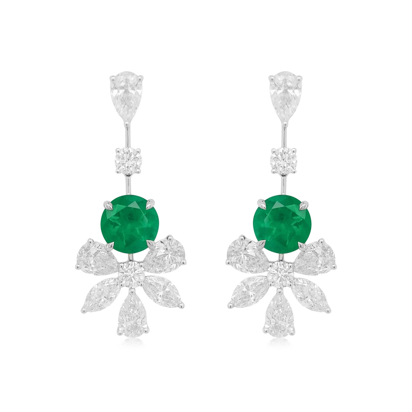 18K Diamond Emerald Earrings