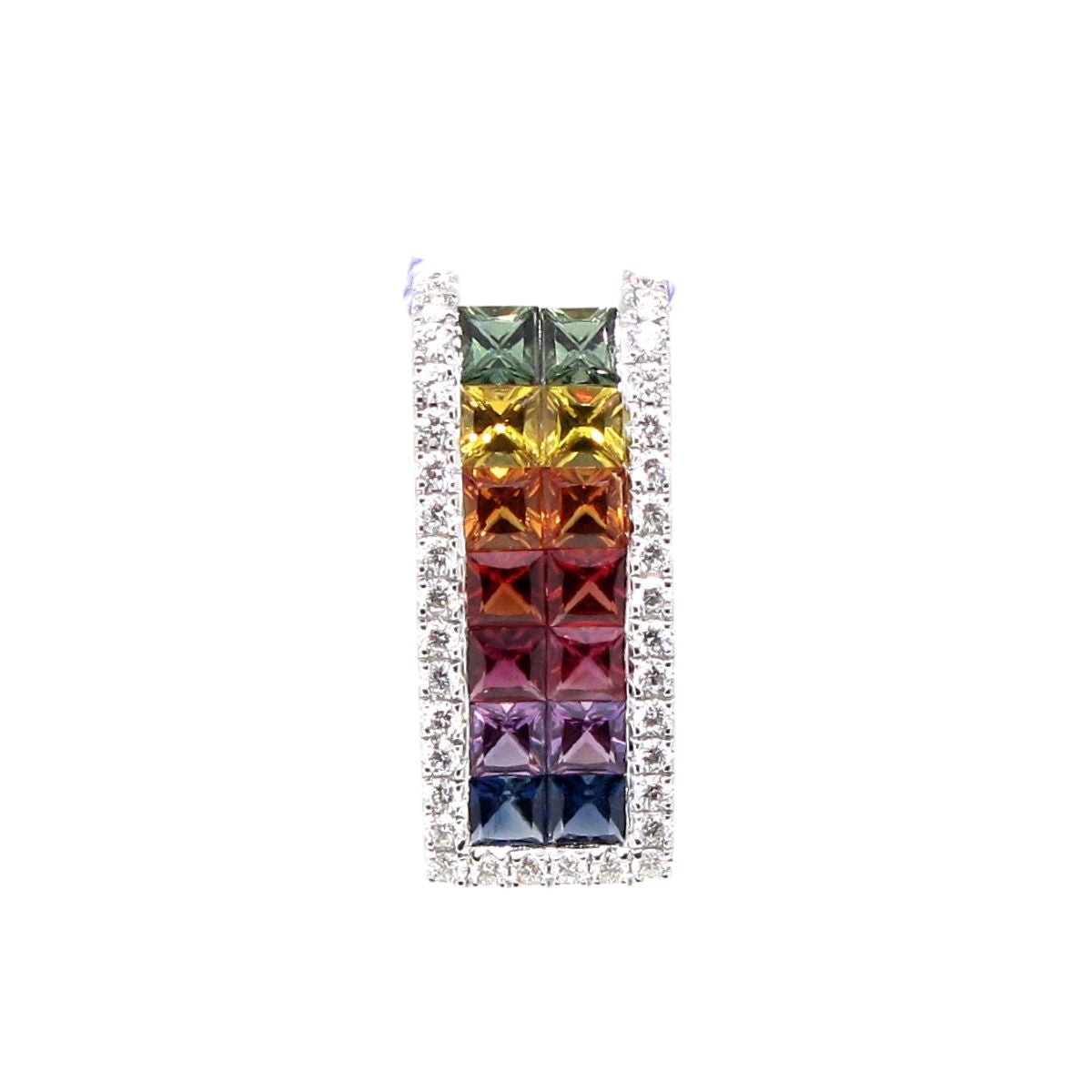 18K Diamond & Multi Color Sapphire Pendant