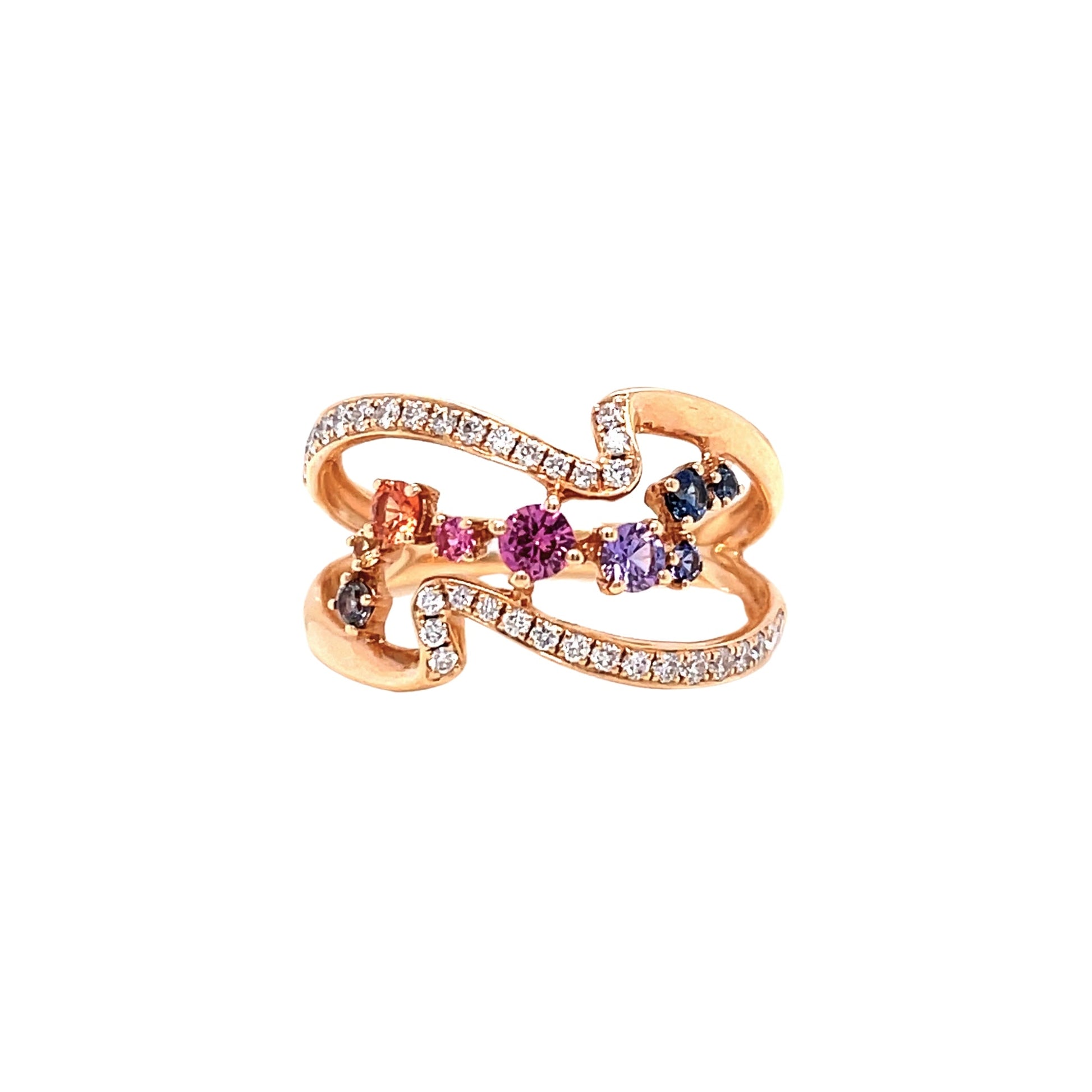 18K Diamond & Mulit Color Sapphire Ring