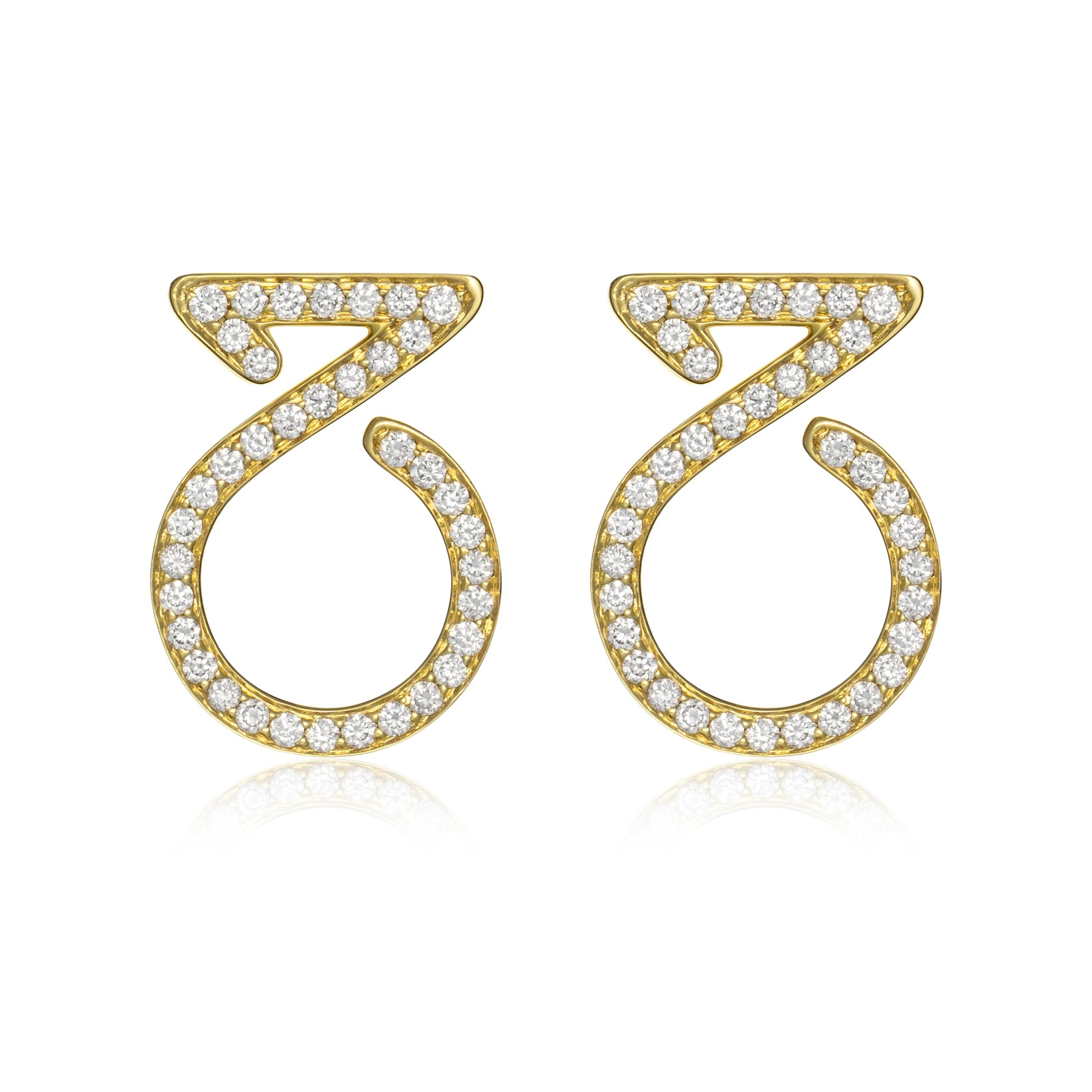 Ear Studs In 18K Gold With Diamonds - ZNS Jewellery