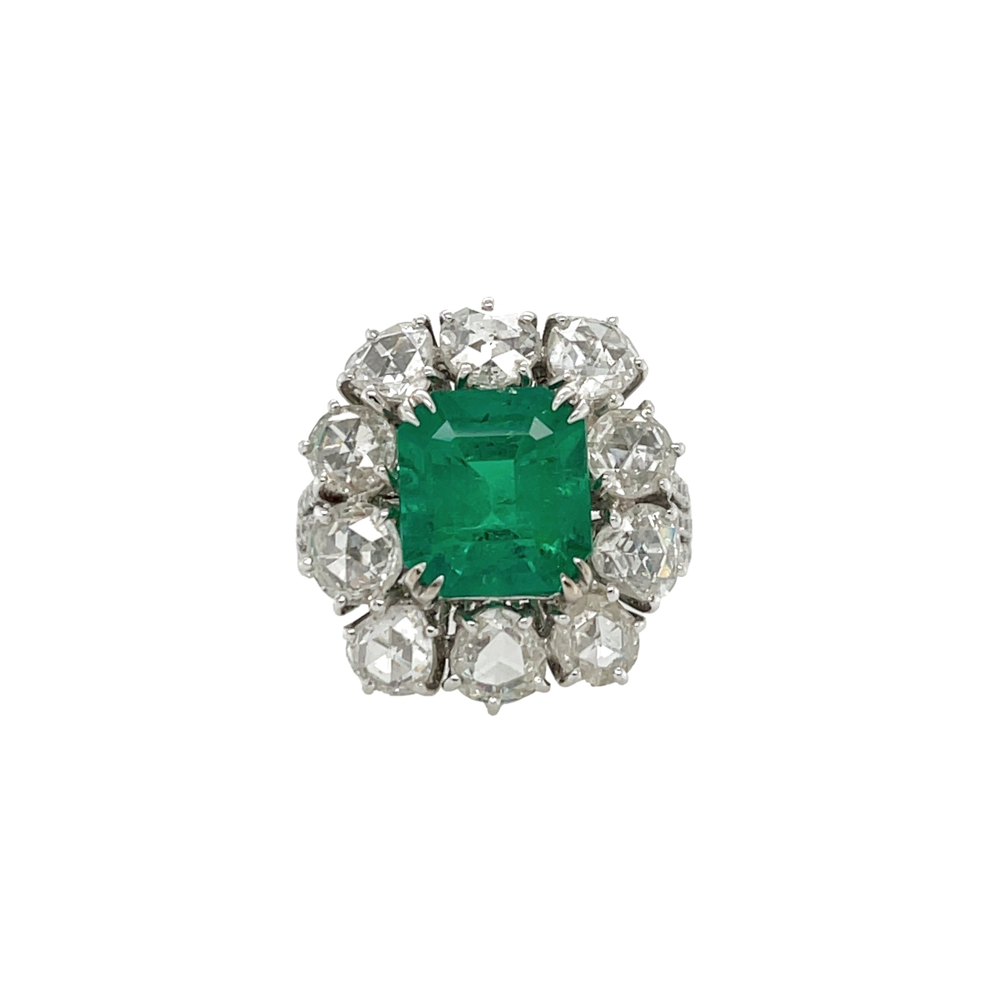 18K Octagonal-Shaped Emerald & Diamond Ring ( GRS Cerificate ) - K.S. Sze & Sons