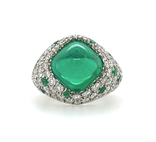 18K Cushion-Shaped Emerald & Diamond Ring ( Gubelin Certificate ) - K.S. Sze & Sons