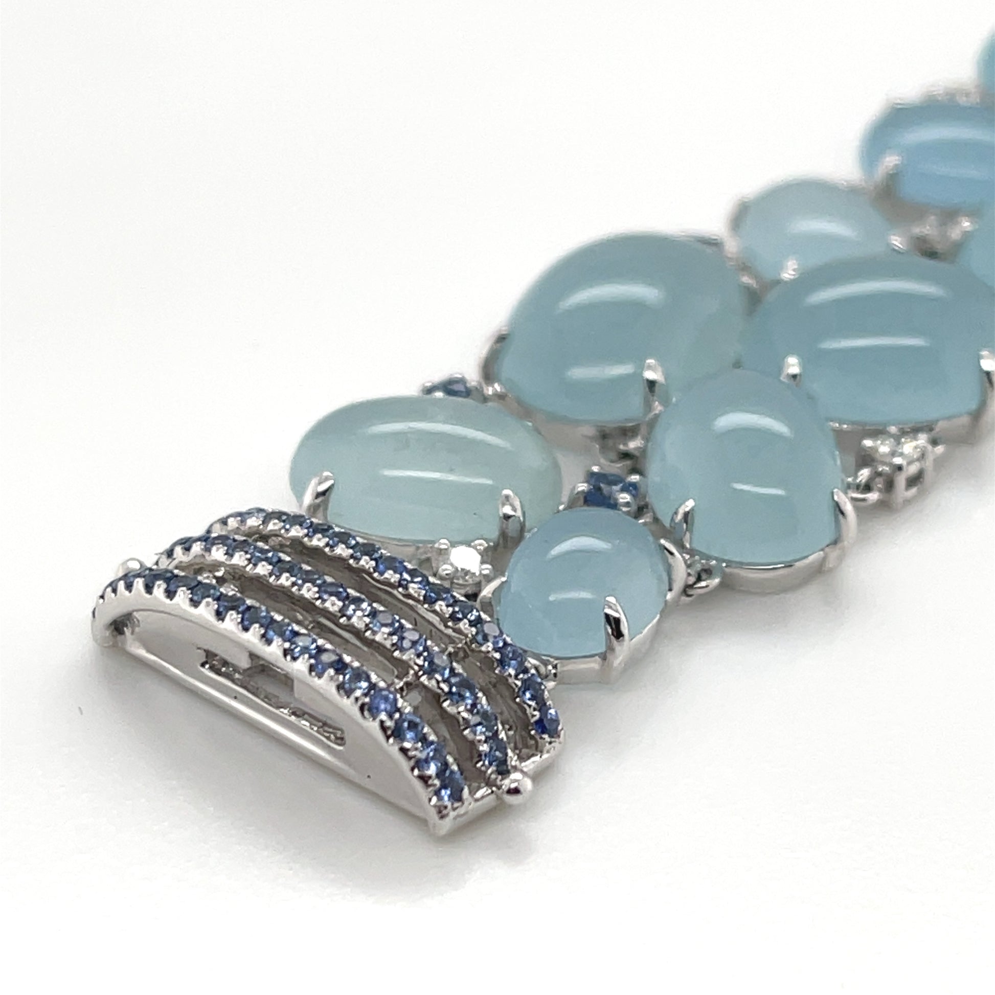 18K Aquamarine, Diamond & Sapphire Bracelet - K.S. Sze & Sons