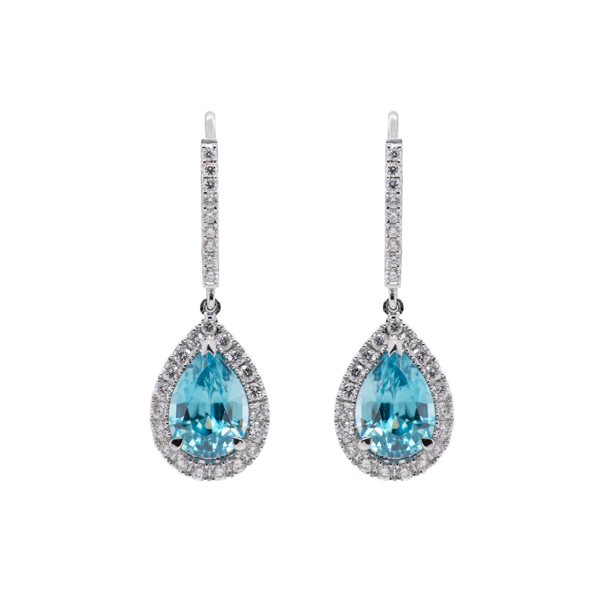 18K Blue Zircon & Diamond Earrings - K.S. Sze & Sons