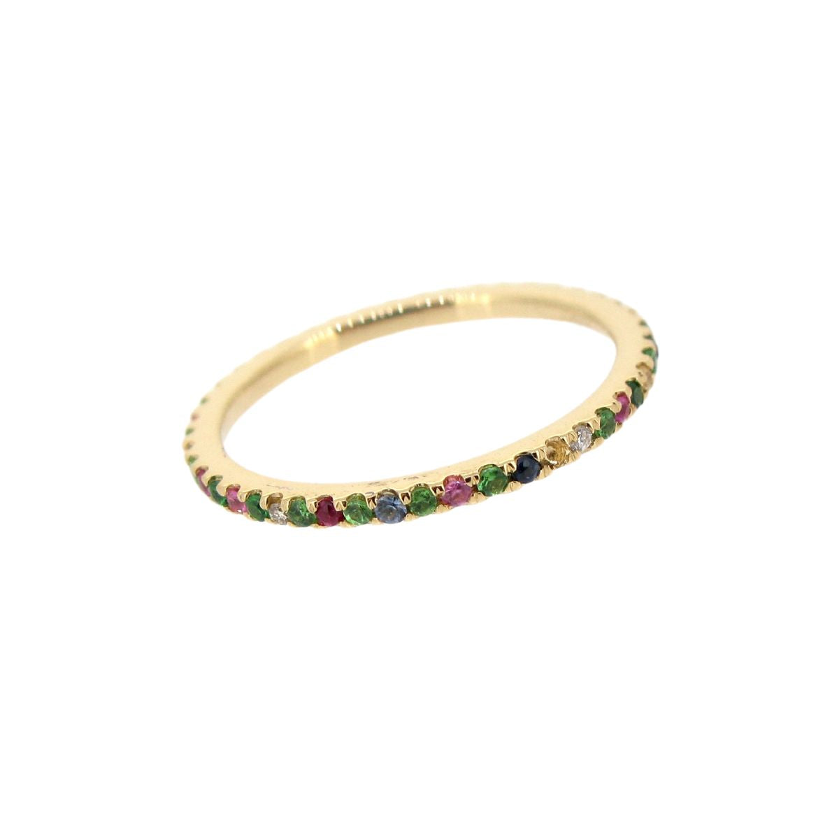 18K Diamond Multi Color Sapphire & Garnet Ring