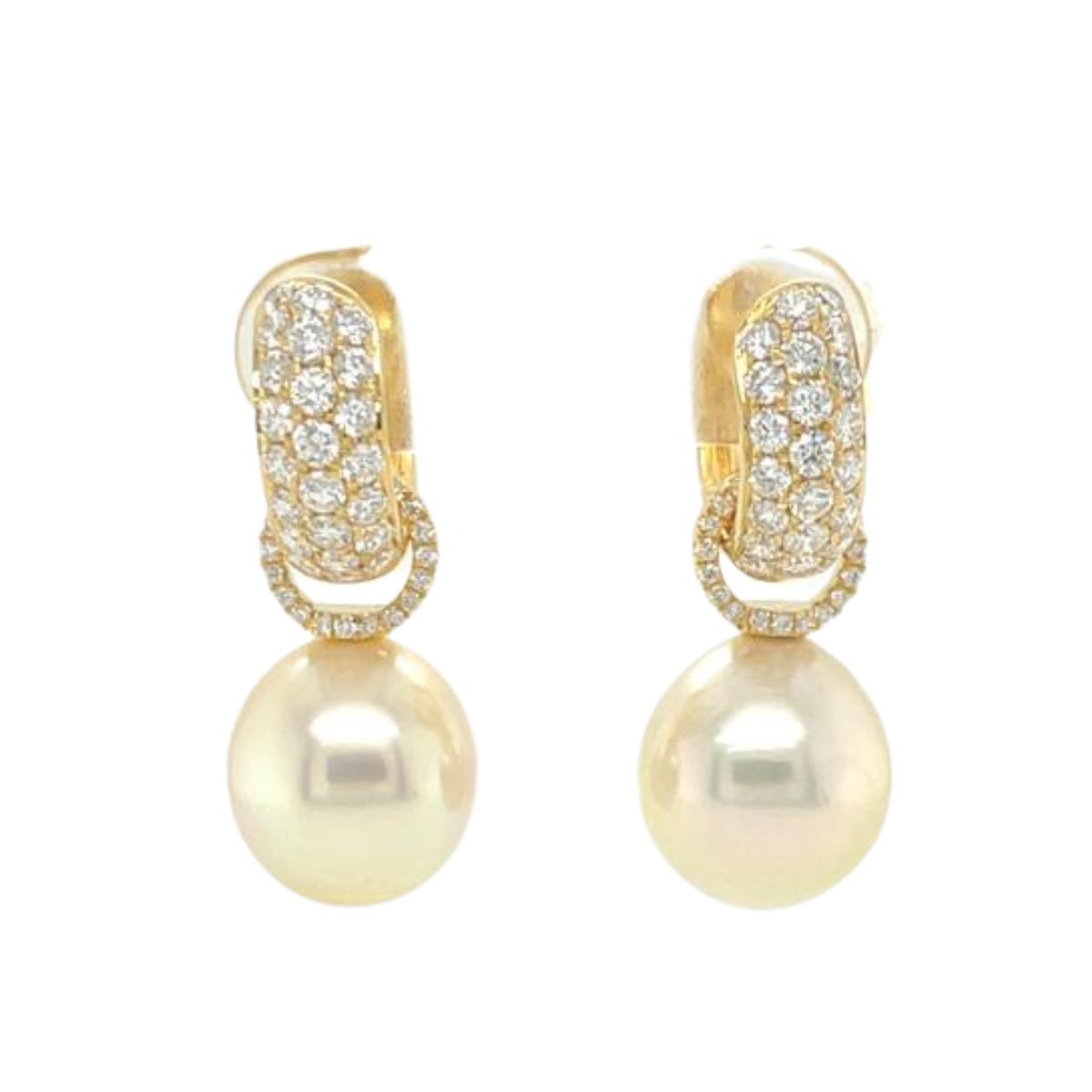 18K Diamond South Sea Pearl Earrings