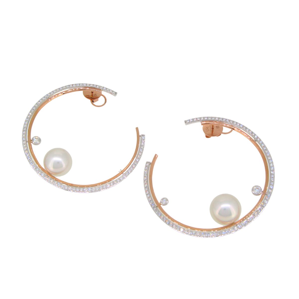 18K W Diamond South Sea Pearl Earrings