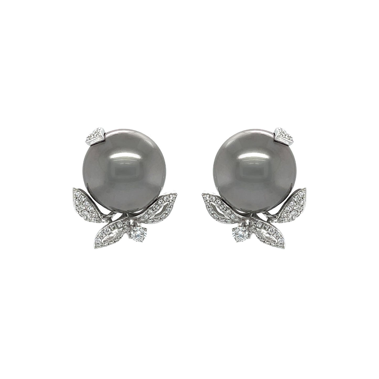 18K Tahitian South Sea Pearl & Diamond Earring - K.S. Sze & Sons
