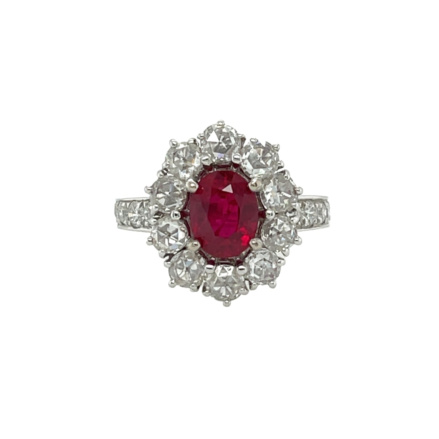 18K Oval-Shaped Ruby & Diamond Ring ( GRS Certificate ) - K.S. Sze & Sons