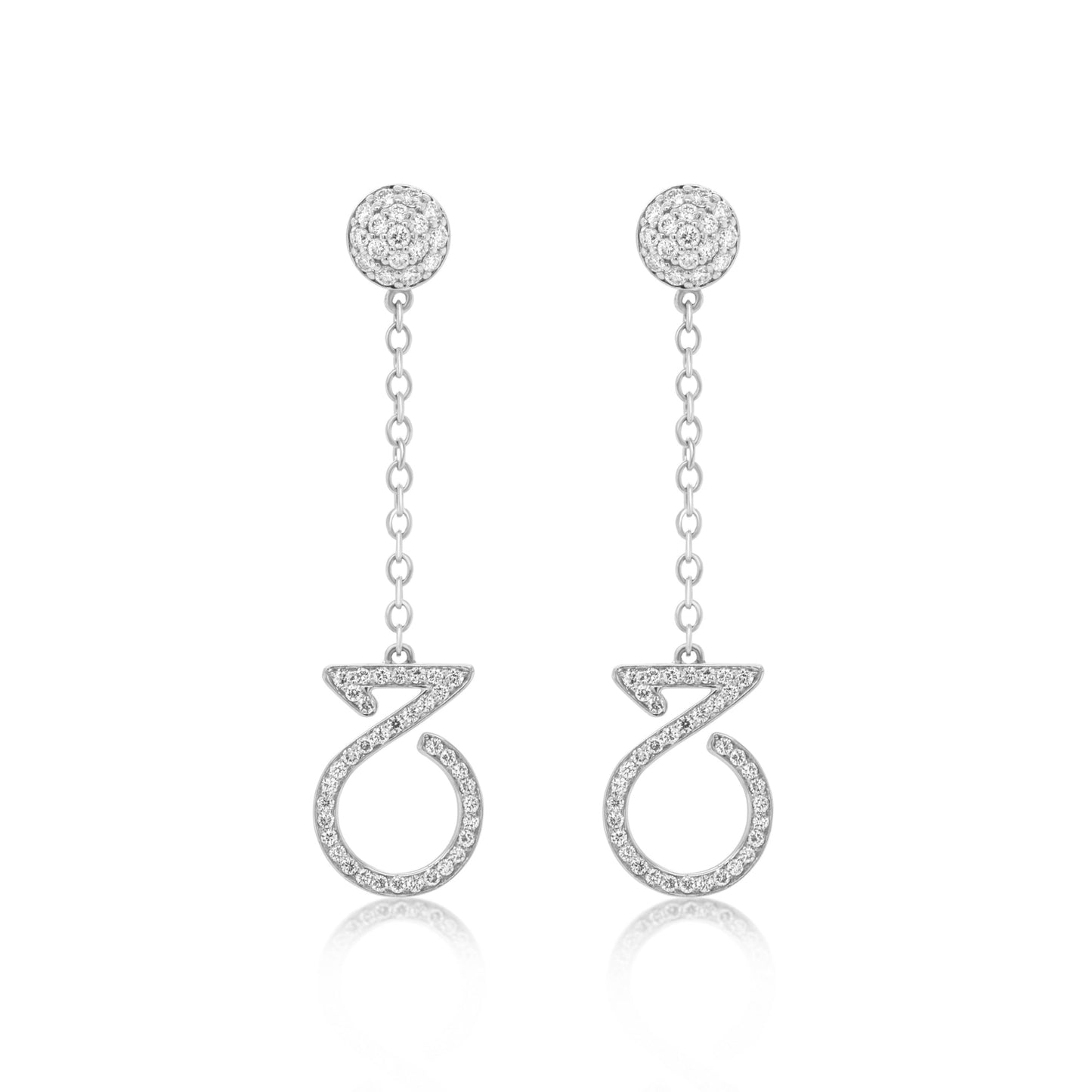 Drop Earrings In 18K White Gold With Diamonds - ZNS Jewellery