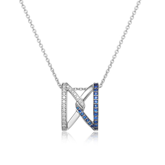 The Big Z Necklace In 18K White Gold With Sapphire And Diamonds - ZNS Jewellery