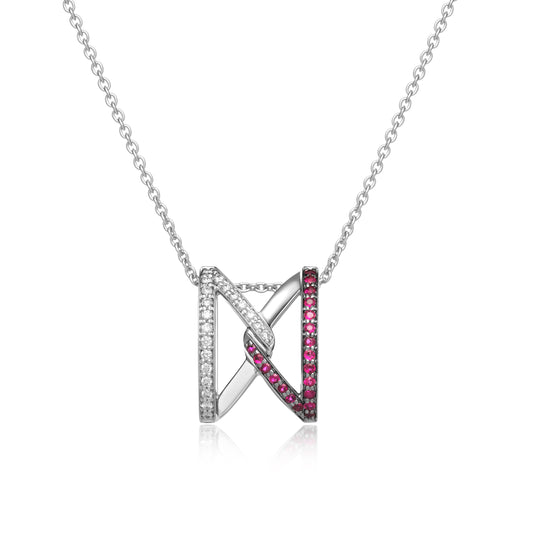 The Big Z Necklace In 18K White Gold With Ruby And Diamonds - ZNS Jewellery