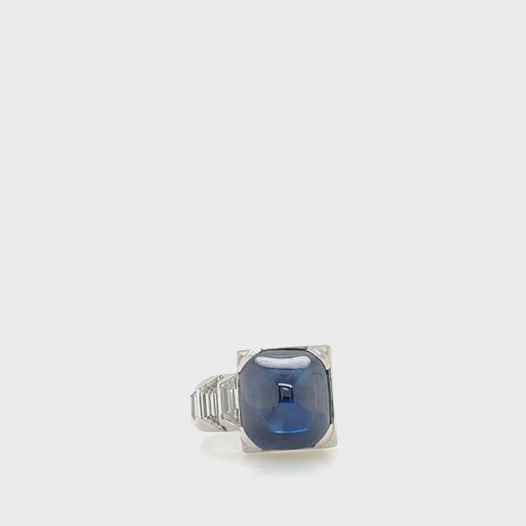 Unheated Cabochon Sapphire Ring