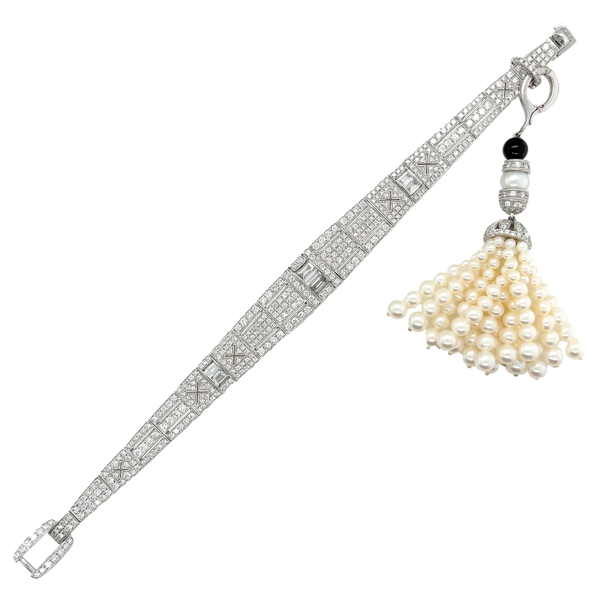 18K Diamond & Freshwater Pearl Bracelet - K.S. Sze & Sons