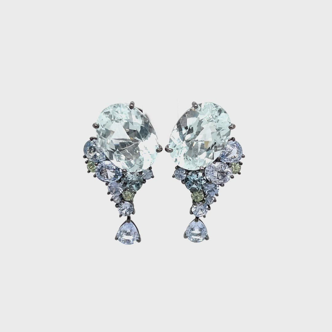 Aquamarine & Sapphire Earrings