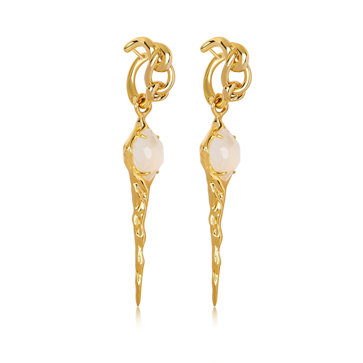 Earrings In 9K Yellow Gold With Moonstones - ZNS Jewellery