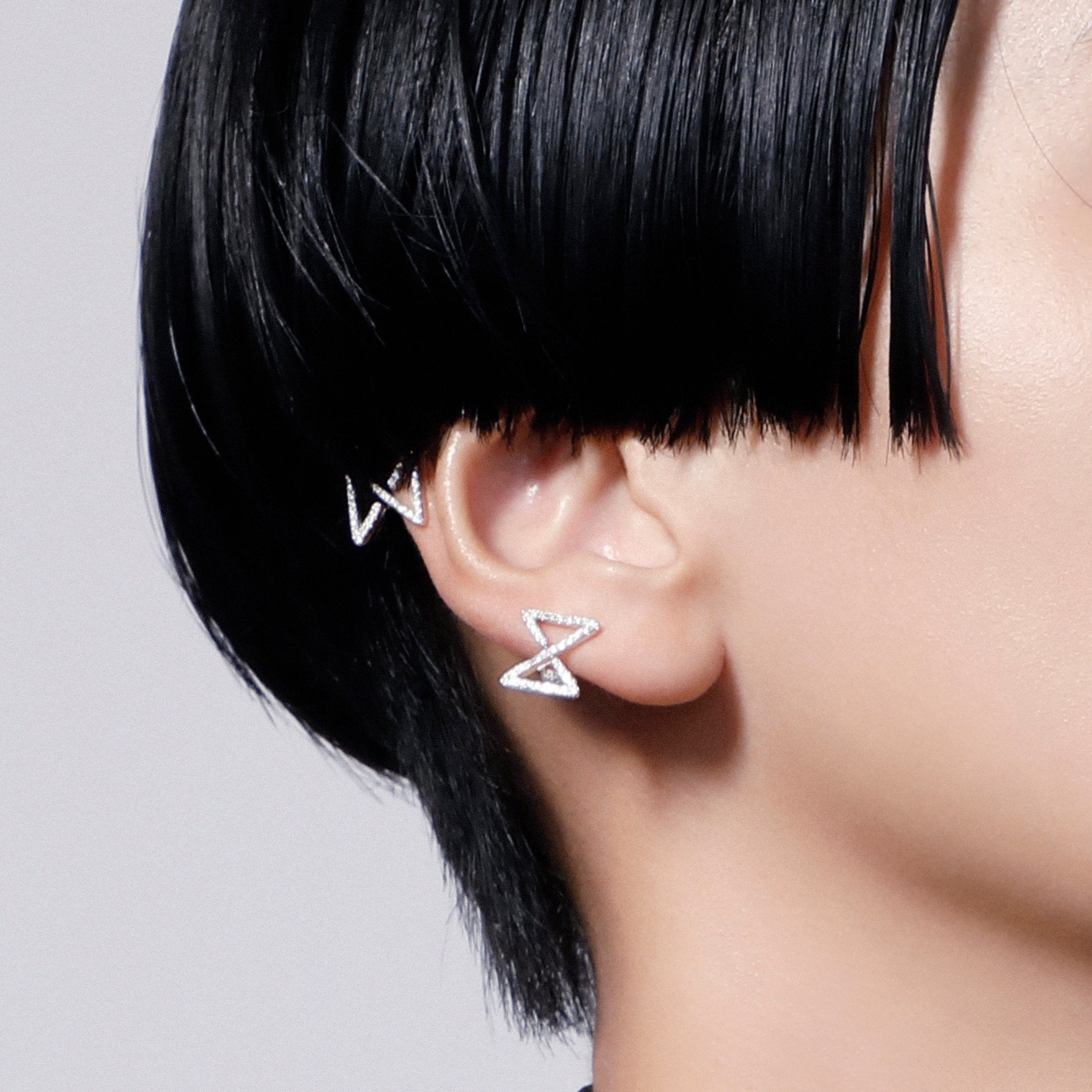 Infinity Ear Studs In 18K Gold With Diamonds - ZNS Jewellery