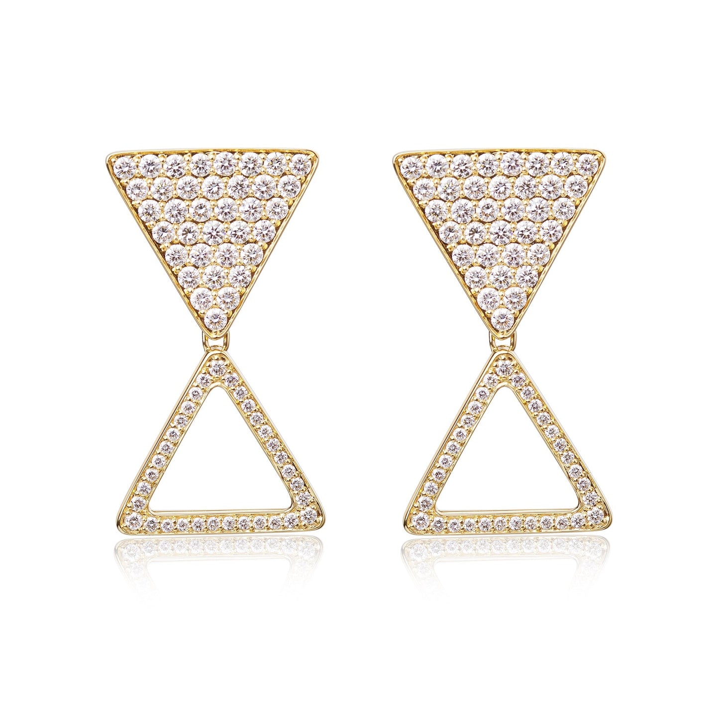 Duo Earrings In 18K Gold With Diamonds - ZNS Jewellery