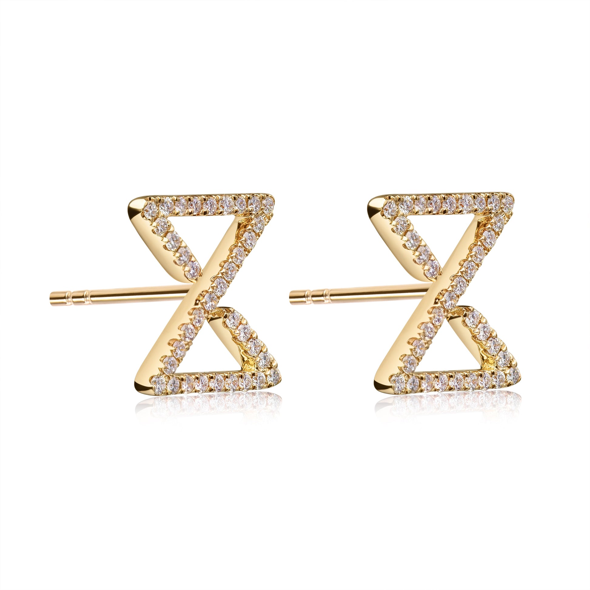 Infinity Ear Studs In 18K Yellow Gold With Diamonds - ZNS Jewellery