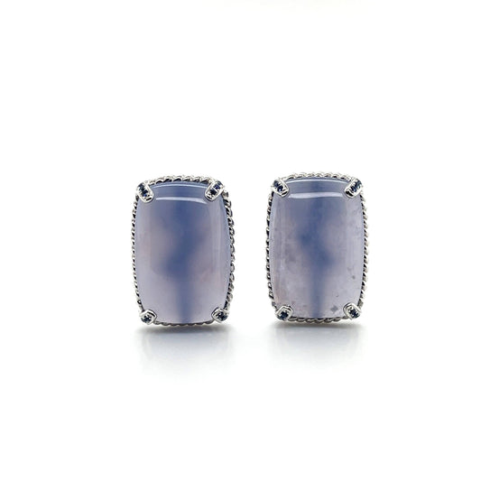 18K Chalcedony & Sapphire Earrings - K.S. Sze & Sons