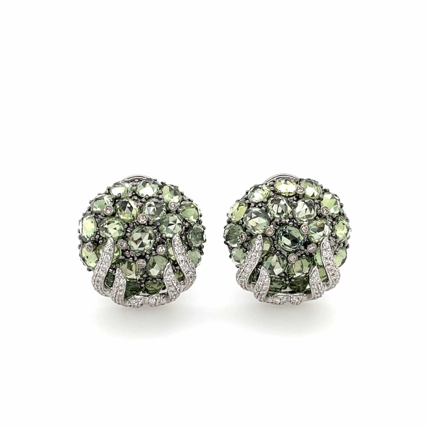 18K Green Sapphire & Diamond Earrings - K.S. Sze & Sons