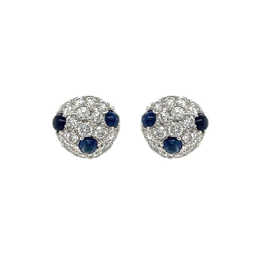 18K Sapphire & Diamond Earrings - K.S. Sze & Sons